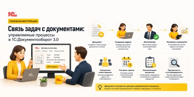 Как связать задачу с документом в 1С:ДГУ 3.0
